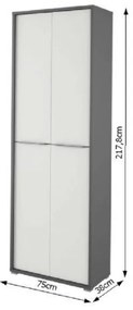 Dulap Birou RIOMA NEW TYP 05 Grafit/Alb