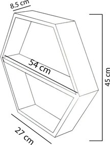 Raft de perete din lemn Hexagonal Homs, maro