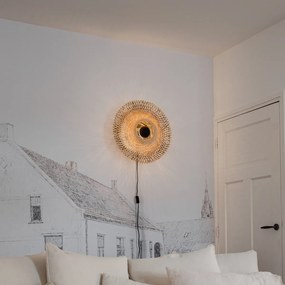 Lampă de perete orientală din bambus 50 cm cu priză - Rina