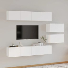 vidaXL Set dulap TV, 6 piese, alb, lemn prelucrat