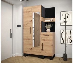 Set mobilier pentru hol Amanda 16 (Stejar artisan + Negru). 1085996