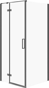 Cabina de dus patrata Cersanit Jota cu usa batanta stanga 90x90 negru