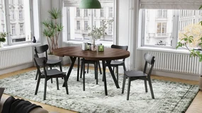 Mazzoni VITO Stejar Maro/picioare negre - MASĂ MARE ROTUNDĂ Ø110 EXTENSIBILĂ PÂNĂ LA 310 cm CU PICIOARE Y LOFT/INDUSTRIALĂ
