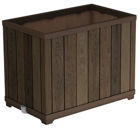 Cutie decorativă pentru flori din plastic, în relief, în formă de cărămidă, 100 L, nuc