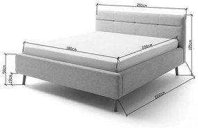 Pat matrimonial 180x200 cm bej tapițat cu spațiu de depozitare cu somieră Lotte – Meise Möbel