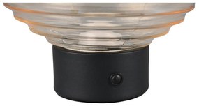 Veioză neagră/bej LED cu intensitate reglabilă cu abajur din sticlă (înălțime 14,5 cm) Earl – Reality