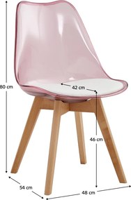 Scaun, roz transparent, acrilic/piele ecologică/fag, BALI 2 NEW