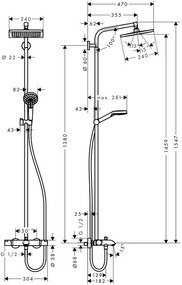 Sistem dus Hansgrohe Crometta E 240, 1 jet, termostat, crom - 27298000