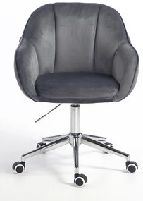 HR2055K Scaun Grafit din Catifea cu Bază Cromata