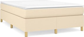 vidaXL Pat box spring cu saltea, crem, 140x200 cm, textil