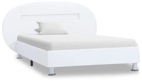 Cadru de pat cu LED, alb, 100 x 200 cm, piele ecologica Alb, 100 x 200 cm