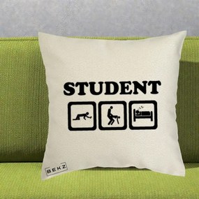 Perna Decorativa Student Life, 40x40 cm, Ecru, Husa Detasabila, Perna Inclusa, BEKZ®
