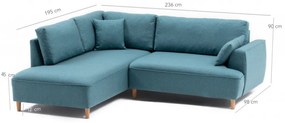 Coltar Felix Extra Soft Corner Sofa Left, Turquoise