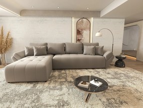 Colțar extensibil dumonde cu ladă de depozitare si sezut confortabil din spuma high-density, Berlin XL Royal Gri 350x185 cm