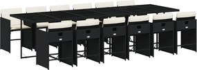 vidaXL Set mobilier de grădină cu perne, 13 piese, negru, poliratan