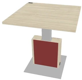 Masă de conferință reglabilă Verno+ S 120 x 120 cm, salcâm / roșu