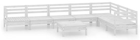 3083020 vidaXL Set mobilier de grădină, 8 piese, alb, lemn masiv de pin