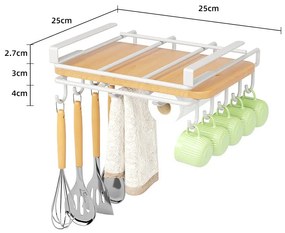 Organizator de bucatarie suspendat cu carlige RAXIMO, alb