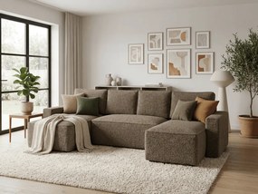 OFERTA Canapea extensibila in U SMART BOUCLE 303x143 cm, bej inchis calitatea II