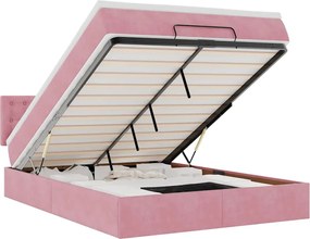 vidaXL Cadru de pat otoman cu saltea roz 140x200cm catifea
