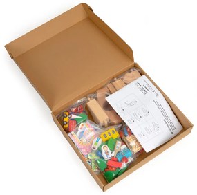 Set de trenuri din lemn 74 buc