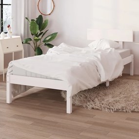 810133 vidaXL Cadru de pat, alb, 90x200 cm, lemn masiv de pin