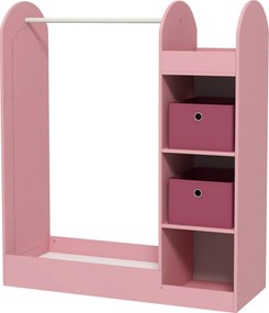 AIYAPLAY Cuier pentru Copii cu Rafturi, Cutii și Oglindă, Mobilier pentru Camera Copilului și Intrare, 92x36x106 cm, Roz | Aosom Romania