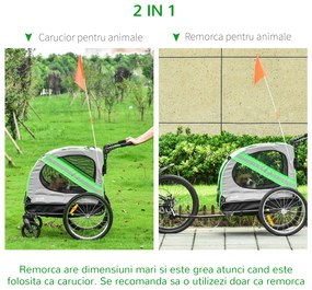 PawHut Remorca pentru bicicleta si carucior pentru caini 2 in 1, carucior pentru bicicleta din otel si material Oxford | Aosom Romania