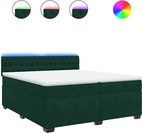 vidaXL Pat box spring cu saltea, verde închis, 200x200 cm, catifea