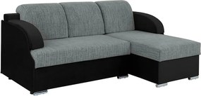 Coltar extensibil MERIN, universal, stofa catifelata negru/gri, cu lad