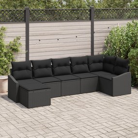vidaXL Set de canapea de grădină cu perne 7 piese Negru Ratan Poliester