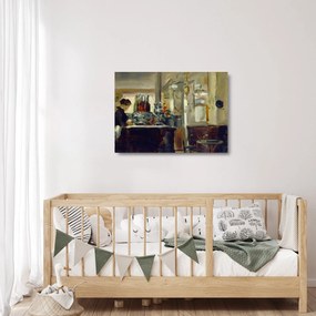 Tablou pe sticlă - Style of Edouard Manet, Bon Bock Cafe, reproducere (70x50 cm)