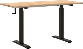 vidaXL Birou Negru și natural 140 x 60 cm Lemn de stejar masiv