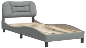 3207744 vidaXL Cadru de pat cu tăblie, gri deschis, 90x200 cm, textil