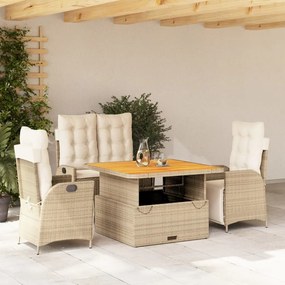vidaXL Set canapele de grădină, 4 piese, cu perne, bej, poliratan
