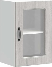 vidaXL Dulap bucătărie cu ușă sticlă Kalmar lemn prelucrat gri Sonoma