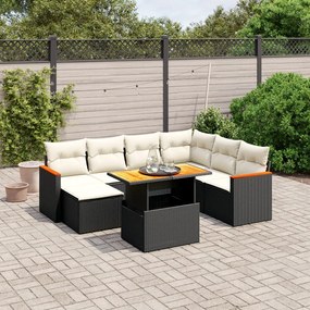 3273191 vidaXL Set mobilier de grădină cu perne, 8 piese, negru, poliratan