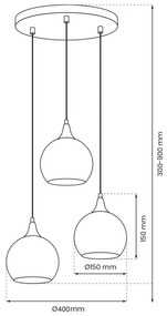 Lustră pe cablu MONTE 3xE27/60W/230V aurie
