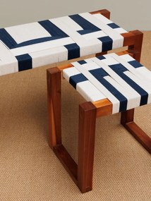 Set bancuta si taburet, din lemn de acacia si snur, Atalante