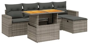 3275587 vidaXL Set mobilier grădină cu perne, 6 piese, gri, poliratan