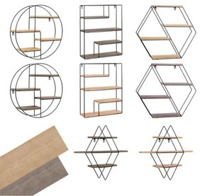 STILISTA Raft hexagonal de perete,lemn deschis 51x58x11 cm