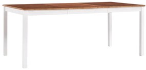 283408 vidaXL Masă de bucătărie, alb și maro, 180 x 90 x 73 cm, lemn de pin