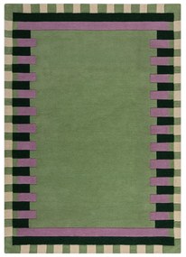 Covor verde/mov țesut manual din lână 160x230 cm Kai Wool Border – Flair Rugs