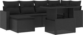 vidaXL Set canapele de grădină cu perne, 7 piese, negru, poliratan