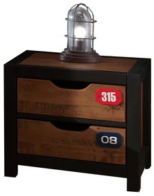 Set Mobilier Cameră Copii ALEX, 5 Piese, Pat 90x200 cm, Pin Masiv și Metal Negru – Vipack