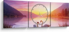 Tablou - Lebăde îndrăgostite (cu ceas) (90x30 cm)
