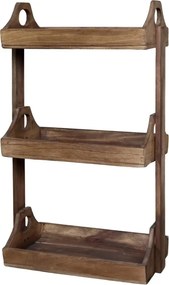 Etajeră din lemn reciclat, natur, cu 3 rafturi și mânere decupate, aspect rustic, 77 x 46 x 25 cm, „Grimaud - Ria”