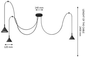 Lustră pe cablu ETNA LONG 3xGX53/10W/230V negru