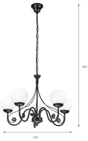 Lustră pe lanț Brilagi COTTAGE 5xG9/40W/230V negru/alb