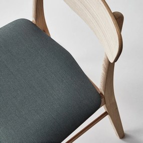 Scaun tapițat din lemn de stejar Findahl by Hammel Mosbol, natural-gri